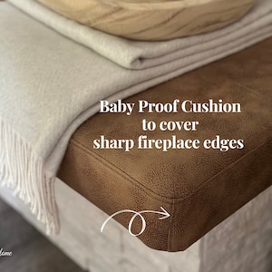 Baby Proof Cushion to cover sharp fireplace edges - Custom Size Cushion - Custom Vegan Leather Cushion -Fast Shipping
