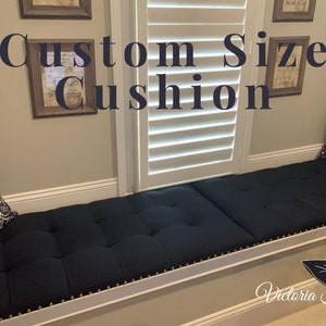 Custom Bench Cushion - Window Seat Cushion - Made to Order Custom Size Window Seat Cushion- Tufted Bench Cushion