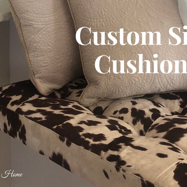 Custom Size Cushion- Faux Leather Cushion - Tufted Cushion- Designer bench - Made to Order Custom Size Window Seat Cushion- Free Shipping