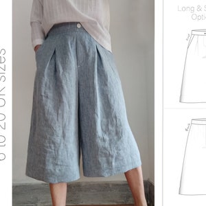 Culottes Sewing Pattern with 2 Length Options | Wide Leg Pants | Extensive Tutorial  UK Sizes 6 to 20 | PDF Sewing Pattern