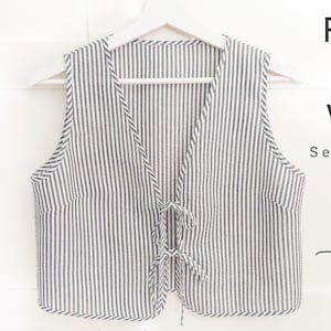 Front Binde Top Schnittmuster | Krawatte vorne Weste | Sommer-Crop-Top | Offenes Fronttop | Anfänger Sewer Projekt | Einfaches Schnittmuster