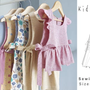 Girl Apron Pattern and Top with Side Ties Sewing Pattern | Japanese-Style Apron | Pinafore Dress Easy Sewing Pattern for Beginners