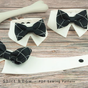 Pet Shirt Collar and Bow Tie PDF Sewing Pattern | Dog and Cat Formal Shirt Bandana| Pet Bandana Accessory | Easy Beginners Sewing Project