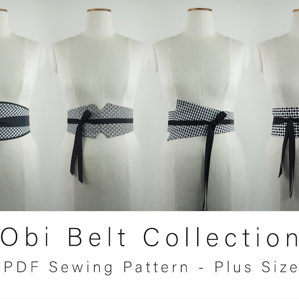 Collection de patrons de couture de ceinture Obi | Ceinture en tissu chaîne motif grande taille | Patron de couture cosplay | Patron de couture japonais | Ceinture à écharpe
