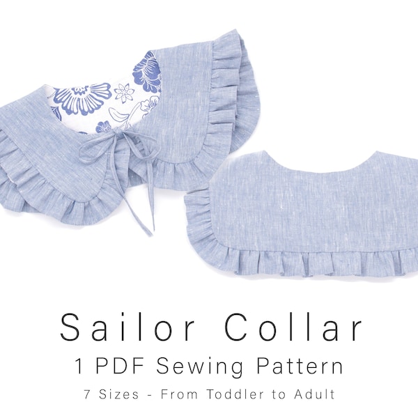 Sailor Collar Pattern | Detachable Sewing Pattern | Cosplay Pattern | Baby Collar Pattern | Sizes from 3 years to adult | English Tutorial