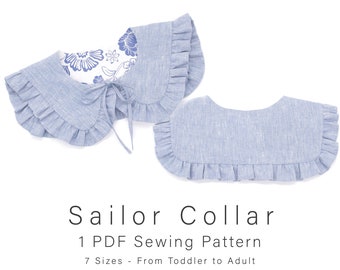 Sailor Collar Pattern | Detachable Sewing Pattern | Cosplay Pattern | Baby Collar Pattern | Sizes from 3 years to adult | English Tutorial