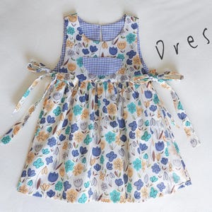 Förklädemönster och topp med sidoband, sömnadsmönster | Förkläde i japansk stil | Pinafore-klänning, enkelt sömnadsmönster för barn för nybörjare bild 7