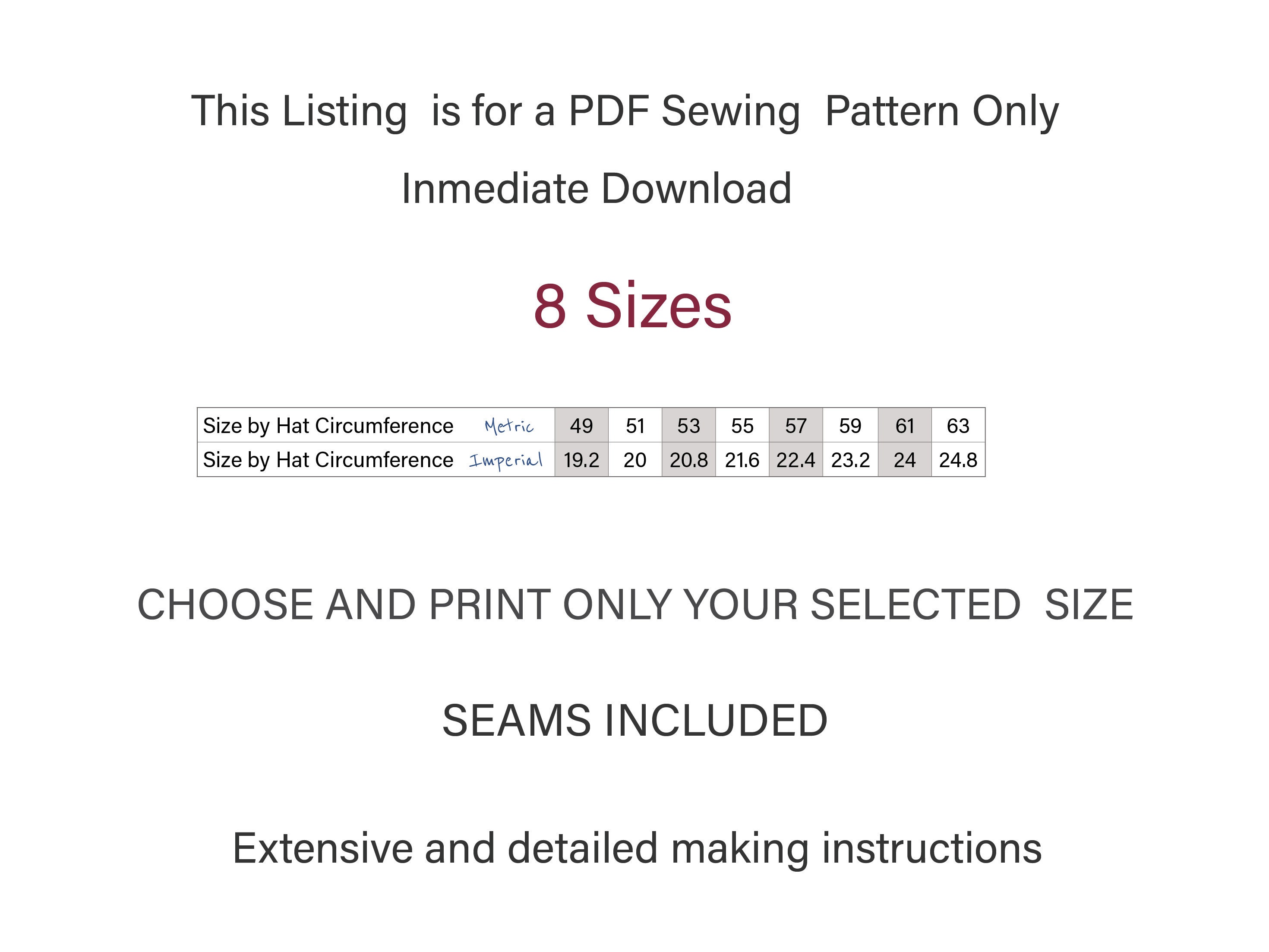 Unisex Hat Sewing Pattern | Cadet Style Hat | PDF Sewing Pattern | Easy ...