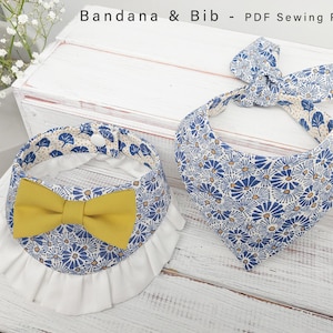 Pet Bandana and Bow Tie PDF Sewing Pattern | 2 Styles Dog and Cat Collar| Pet Accessory | Pet Neckwear | Easy Beginners Sewing Project