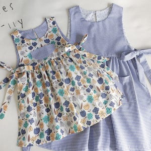 Förklädemönster och topp med sidoband, sömnadsmönster | Förkläde i japansk stil | Pinafore-klänning, enkelt sömnadsmönster för barn för nybörjare bild 3