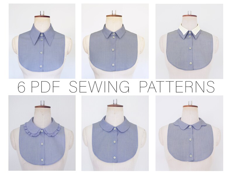 Shirt Collar Pattern Set of 6 Dickey Collars With Bib PDF Etsy