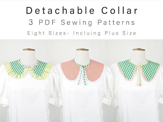 Detachable Collar Pattern | Oversized Fabric Collar | Detached Collar | Fake Collar Plus Size Collar | Peter Pan, Sailor, Pilgrim Collars