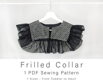 Detachable Collar Pattern With Frill | Cosplay Sewing Pattern | Removable Mini Cape Collar | From 4 years to adult | Easy Sewing Pattern
