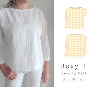 Boxy Top Easy Schnittmuster | Quadratisches Top Easy Nähen PDF Pattern | Sofortdownload | UK-Größen von 8 bis 18