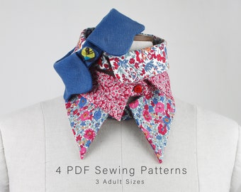 Detachable Collar Pattern | Dickey Collar Sewing Pattern | Cosplay Pattern | Step- by-Step English Tutorial  | 4 Sytes and 3 Adult Sizes