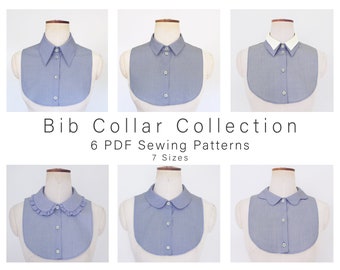 Shirt Collar Pattern | Set of 6 Dickey Collars with Bib | Cosplay Pattern | statement collar | PDF Sewing Pattern and Step-by-Step Tutorial