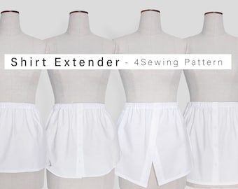 Patrón de costura en PDF para extensión de camisa / Falda con capas y bolsillos / Funda para hiyab / Chal para el trasero en 8 tallas y tutorial paso a paso en inglés
