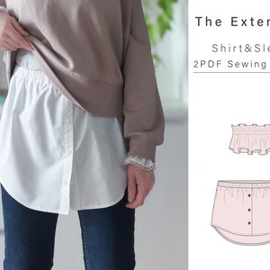 Shirt and Sleeve Extender PDF Sewing Pattern | Layering Skirt with Pockets | Booty Shaw l 8 Sizes and Step by Step English Tutorial