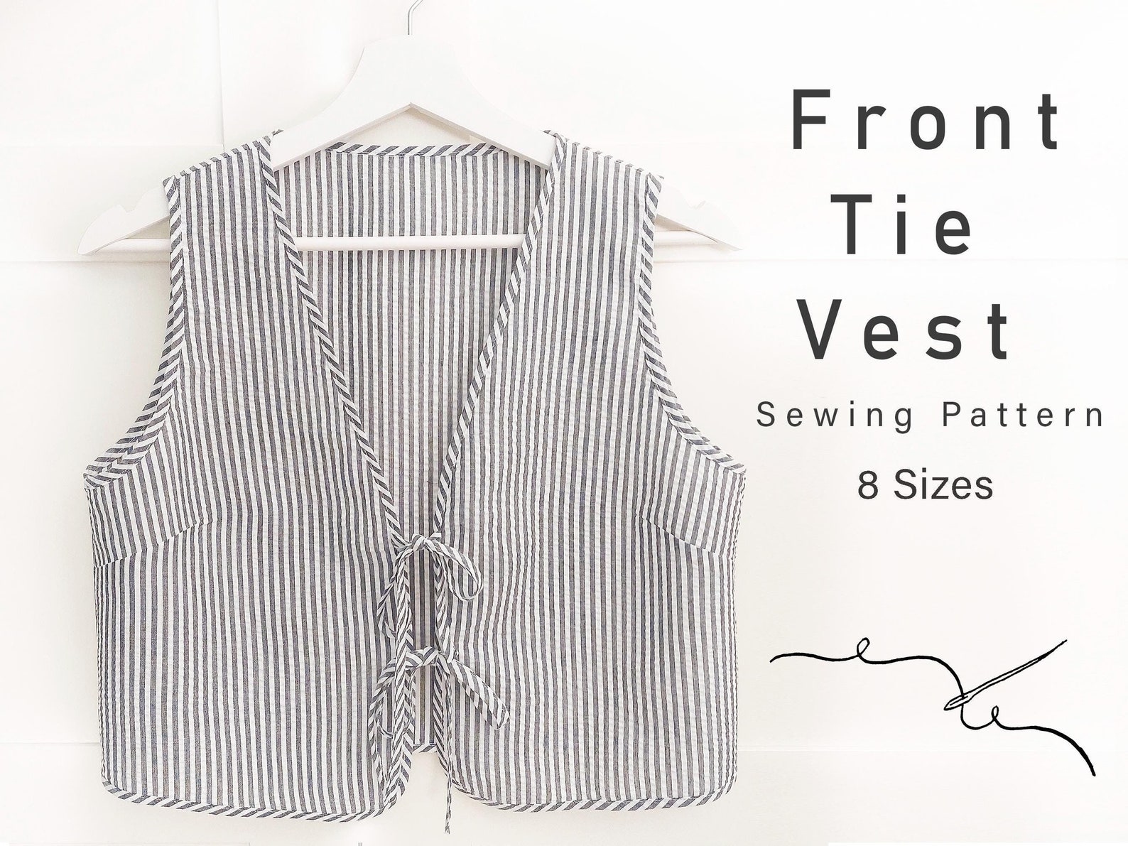 Sewar Pattern Front Tie Top Sewing Pattern | Tie Front Vest | Summer Crop Top | Open ...