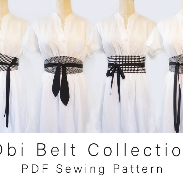 Collection de modèles de couture de ceinture Obi, ceinture de chaîne en tissu avec tutoriel en anglais facile