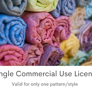 Single Commercial Use License to sell physical end samples produced with only ONE pattern/style on the shop, up to 1000 end products.