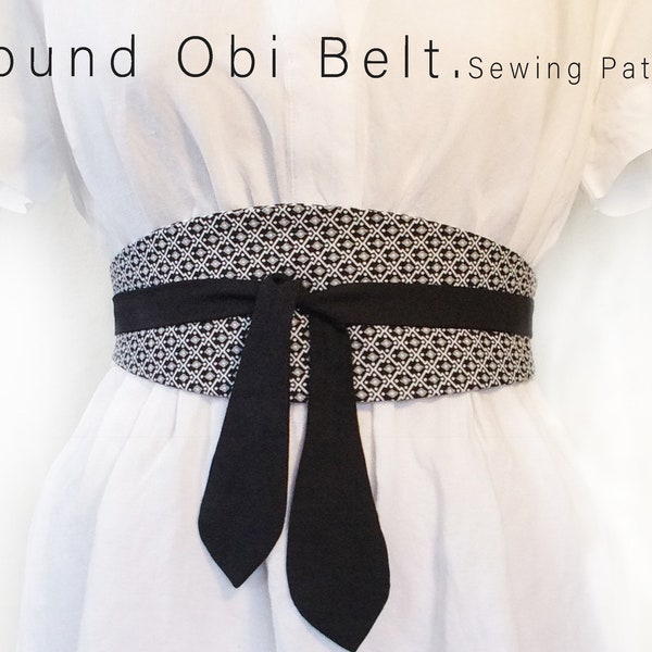 Patron de couture ceinture Obi | Patron de couture ceinture large | Ceinture chaîne en tissu avec tutoriel en anglais facile | Ceinture de style japonais