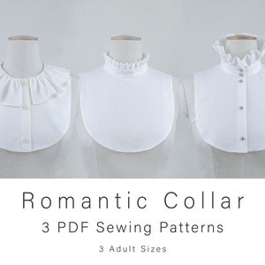 Victorian Collar Sewing Pattern Set of 3 Styles | Removable Romantic Collar with Bib |  PDF Vintage Sewing Patterns | Cosplay Pattern