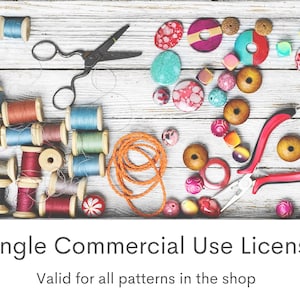 Single Commercial Use License to sell physical end samples produced with any pattern on the shop, up to 5000 end products.