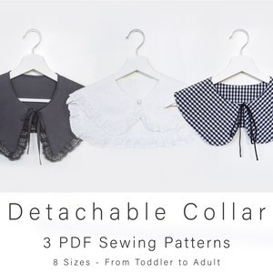 Detachable Collar Pattern | Three Designs from 2 Years to Adult Size | Oversized False Collar | Immediate Download and Printable at Home