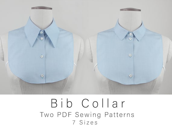 Set of Two Detachable Collars With Bib | Button up Fake Shirt 