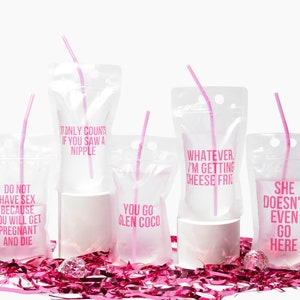 Mean Girls Drink Pouches – Mean Girls Party - Bachelorette Drink Pouches - Adult Capri Sun Pouch - Mean Girls Birthday Party - Girls Weekend