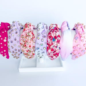 Summer Headbands, Spring Headbands, Pink Headband, Jeweled Headbands, Embellished Headbands, Top Knot Headband, Purple Headbands, Vacation