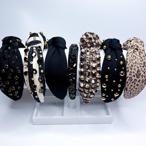 Black Headbands, Christmas Headband, Holiday Headband, Jeweled Headband, Leopard Headband, Top Knot Headband, Winter Headband, Fall Headband