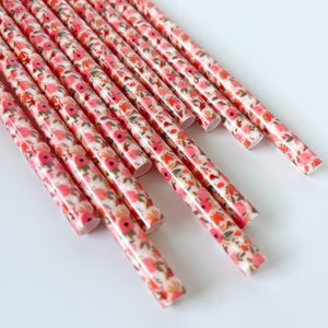 9" Flower Straws, Retro Straws, Floral Straws, Smiley Face Straws, Bulk Straws, Reusable Straws, Party Straws, Tea Party Straws