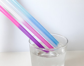 9" Color Changing Reusable Straws, Plastic Party Straws