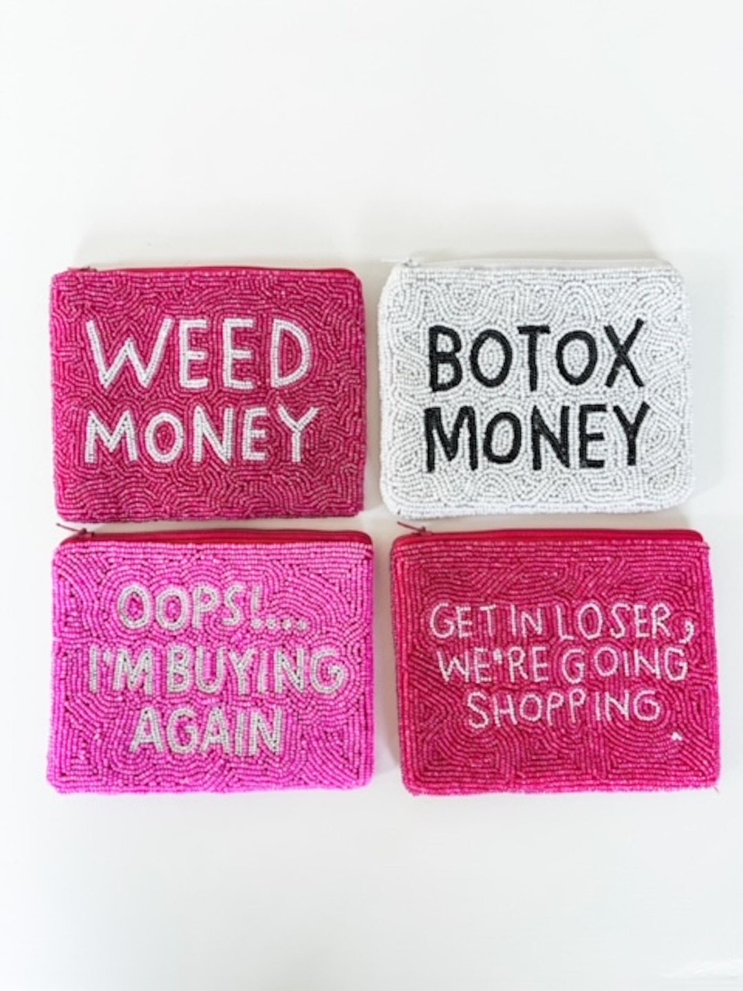 XL Handmade Beaded Coin Pouch Bead Coin Purse Funny Coin Purse Weed