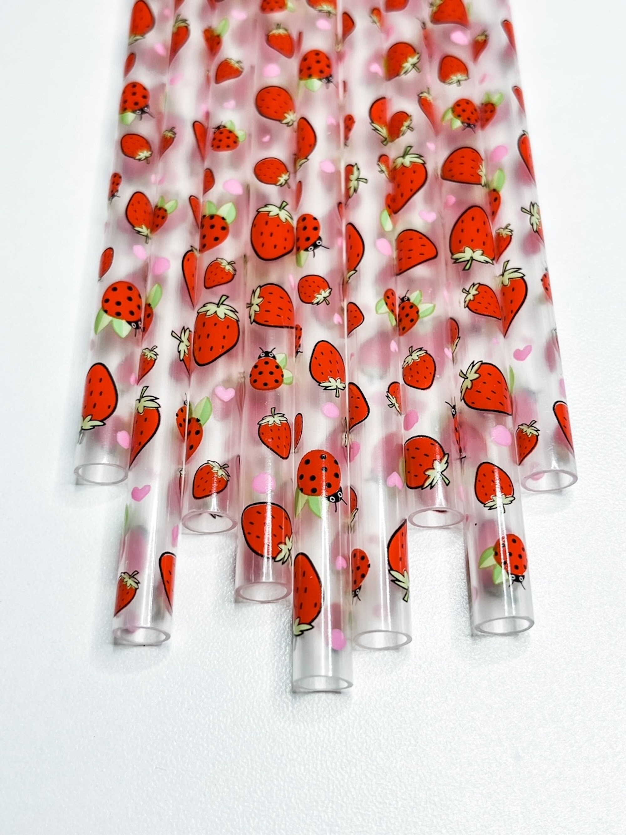 Extra Long Strawberry Straws, Lady Bug Straws, Summer Straws, Fruit Straws, Reusable  Straws, Bulk Straws, Pool Party Straws, BBQ Straws 