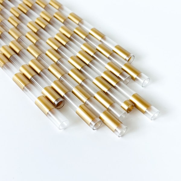 9" Gold Striped Straw, Retro Straws, Gold Straws, Stripe Straws, Bulk Straws, Reusable Straws, Plastic Straws, Party Straws