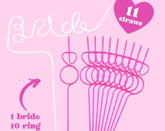 XL Bride Straws - Bachelorette Party Drink Pouches, Ring Straws
