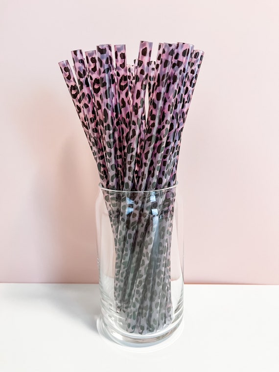 Extra Long Pink Leopard Straws, Pink Straw, Cheetah Straws, Bulk Straws, Reusable  Straws, Iced Coffee Straws, Party Straws 