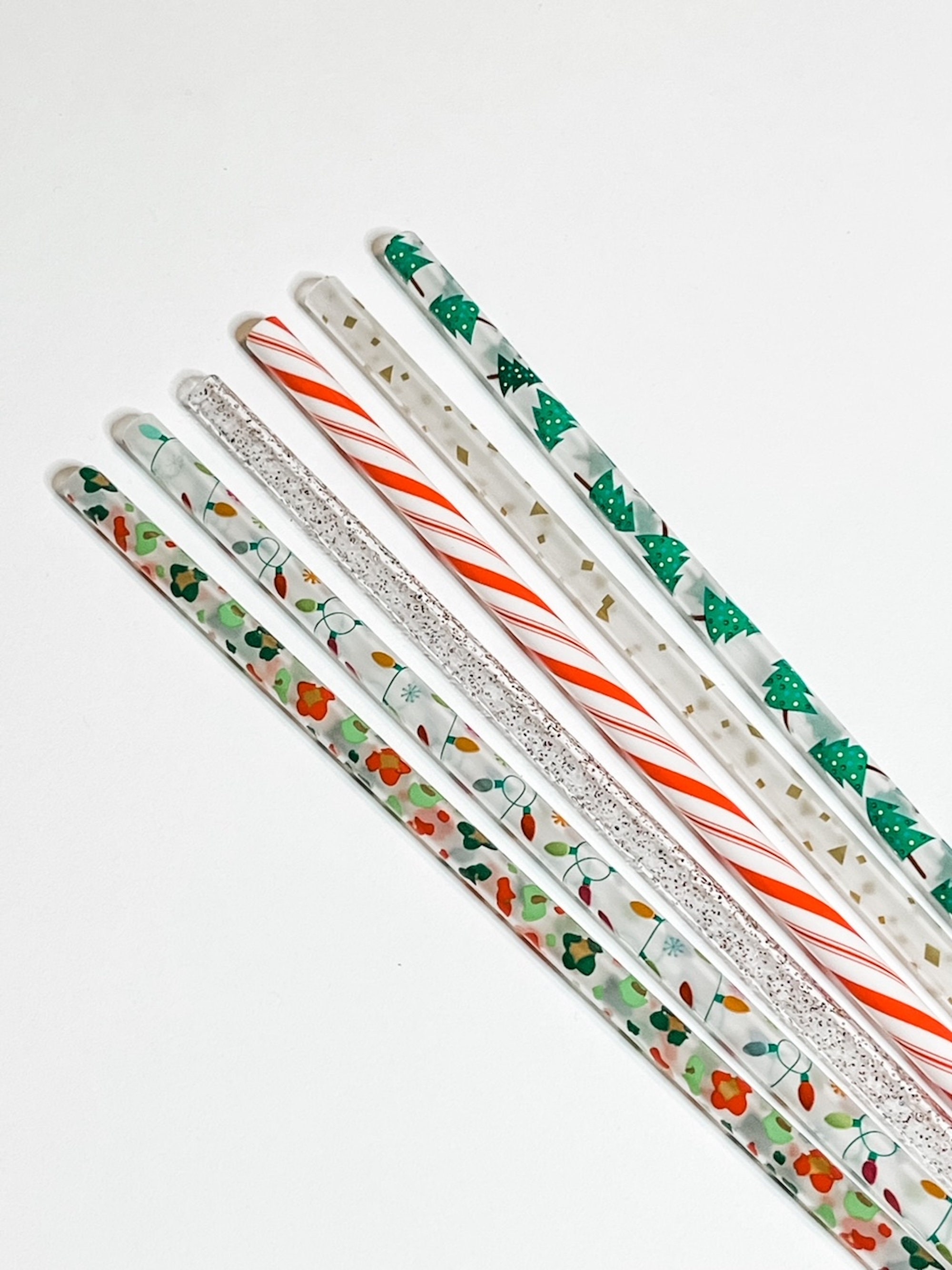 1/6Pcs Christmas Straws Reusable Plastic Spiral Xmas Colourful Drinking  Straws