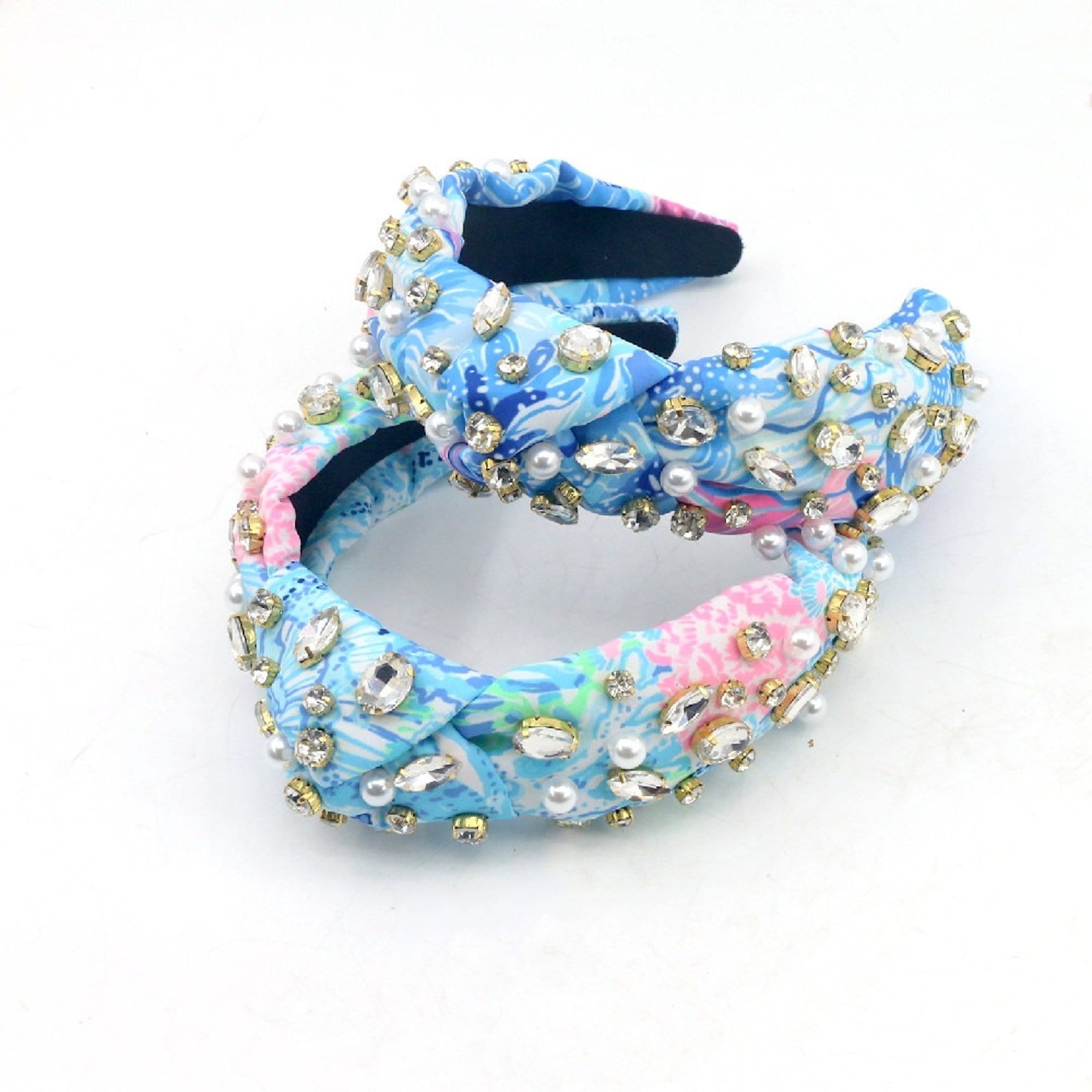Lilly Pulitzer Thin Headband with Rhinestones, Jeweled Headband LELE SADOUGHI LILLY PULITZER CABANA COCKTAIL PEARL AND SHELL  main image 2