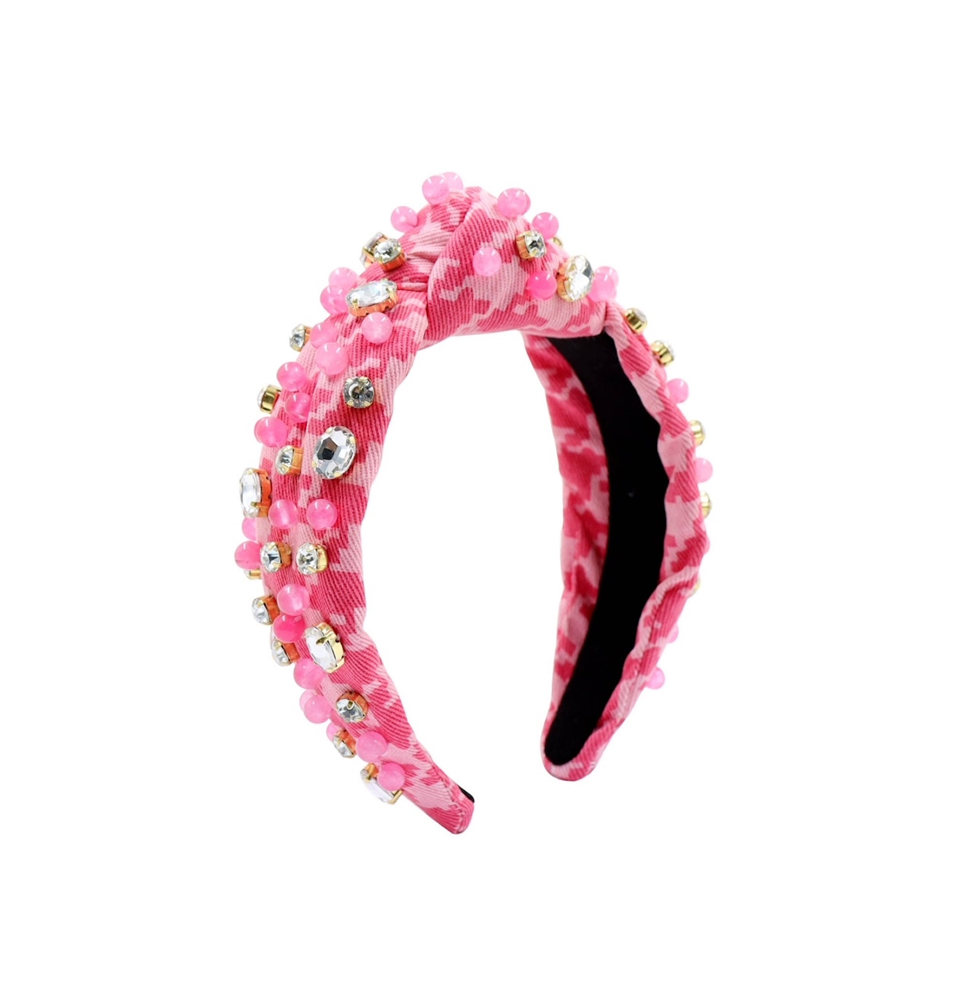 Elegant Pink Checkered Headband with Gem Accents Amazon.com : TOBATOBA Pink Plaid Headband, 3 Pack for Women  main image 3