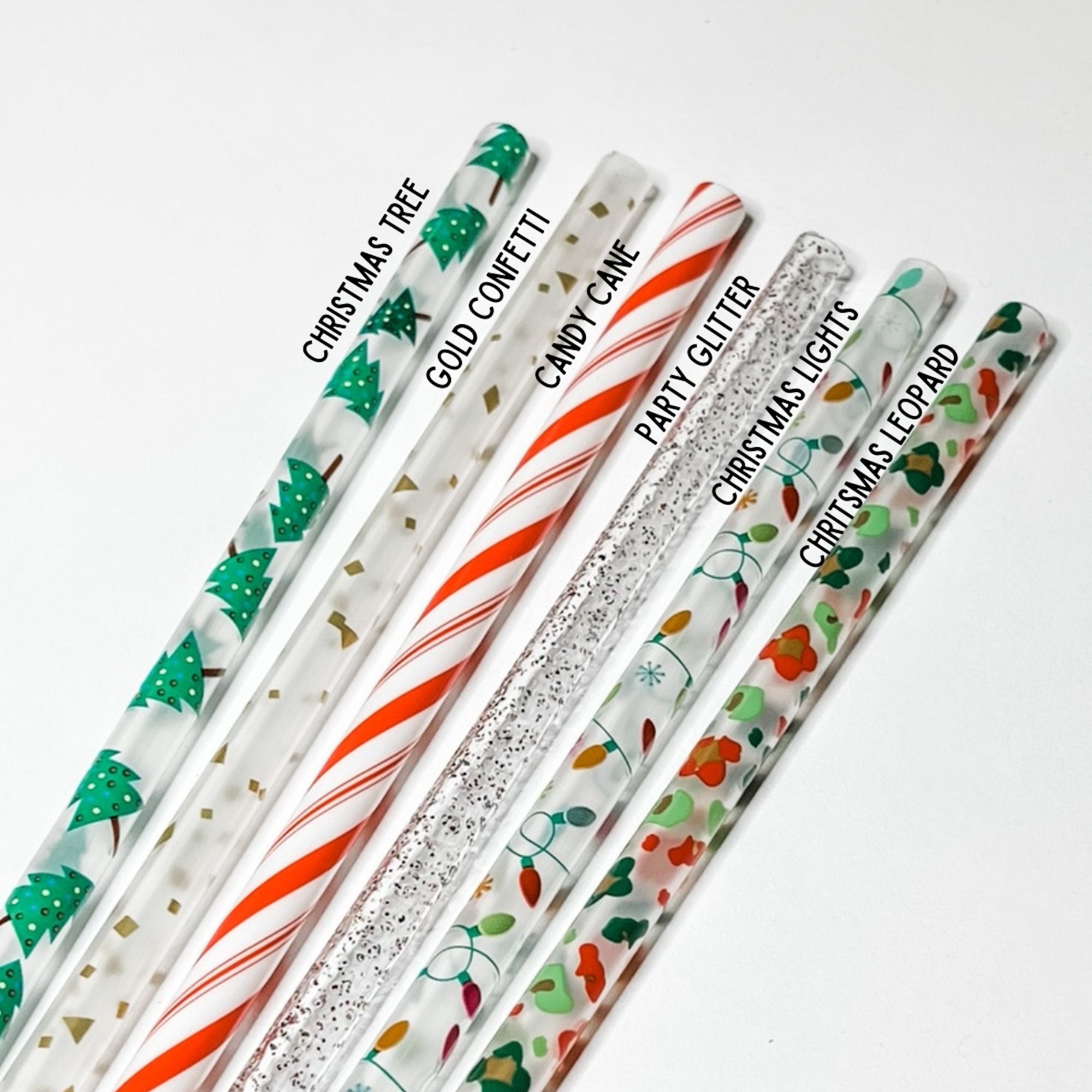 Romooa Christmas Plastic Reusable Straws Christmas 9 Inch Hard Plastic  Straws Candy Stripe Drinking Straws with 2 Cleaning Brushes for Tumbler