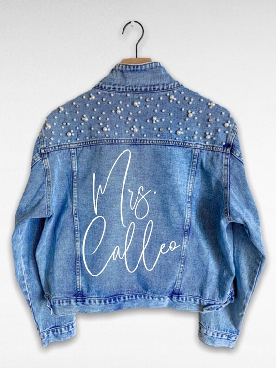 Custom Denim Jacket. Bride Denim Jacket Rhinestone Monogram -  in 2023