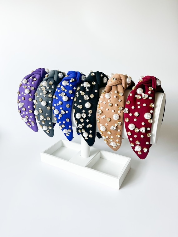 Knotted Jeweled Headband, Pearl & Heart Embellished, Game  display picture 1