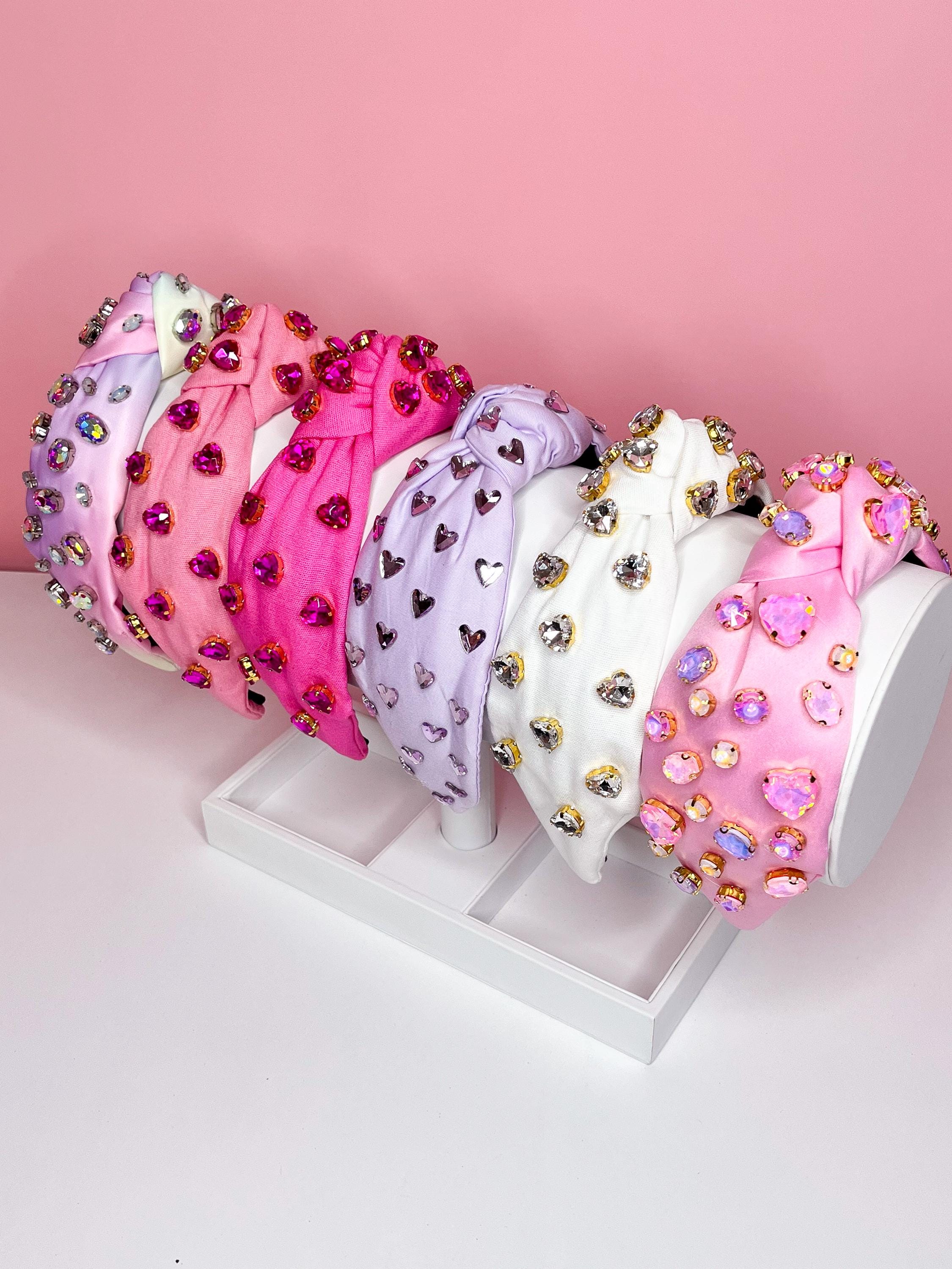 Crystal Heart Valentine Headbands, Jeweled Hair Gift - Etsy display picture 1