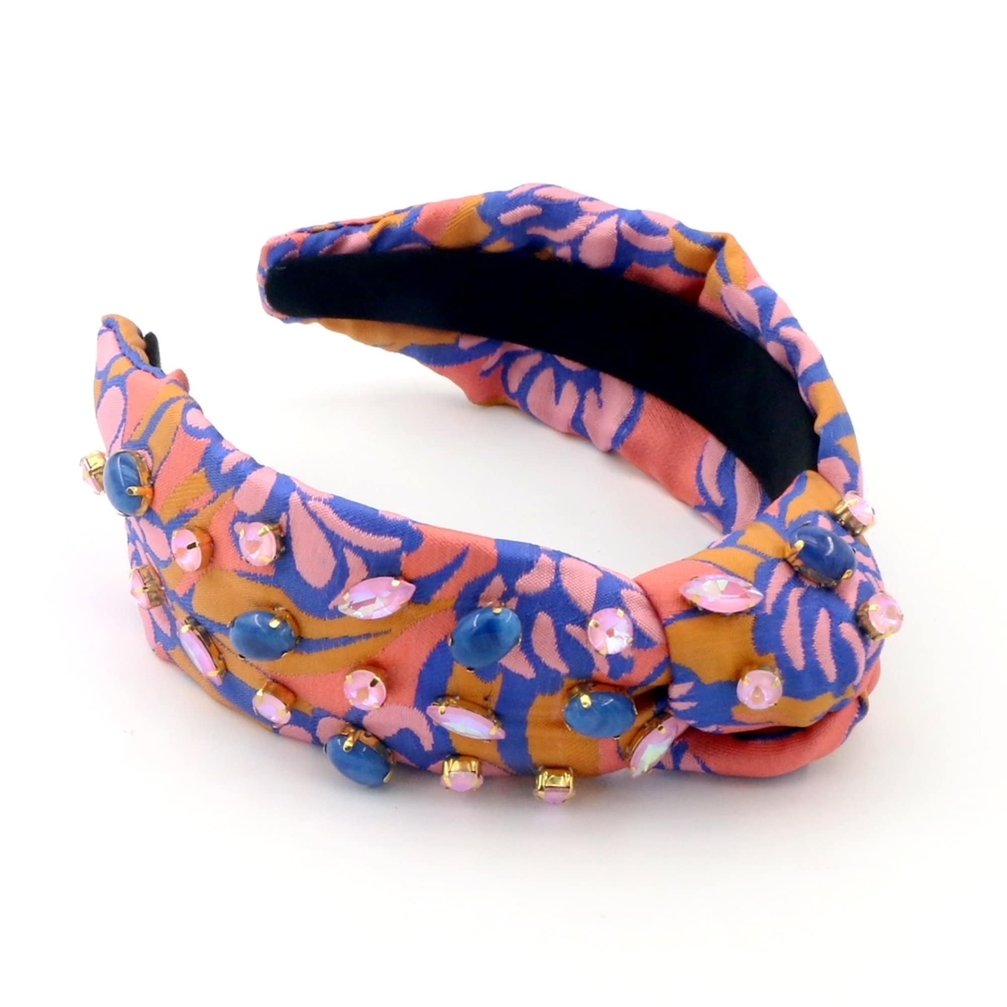Jeweled Headband, Floral Fabric, Embellished Resort Headband  display picture 2
