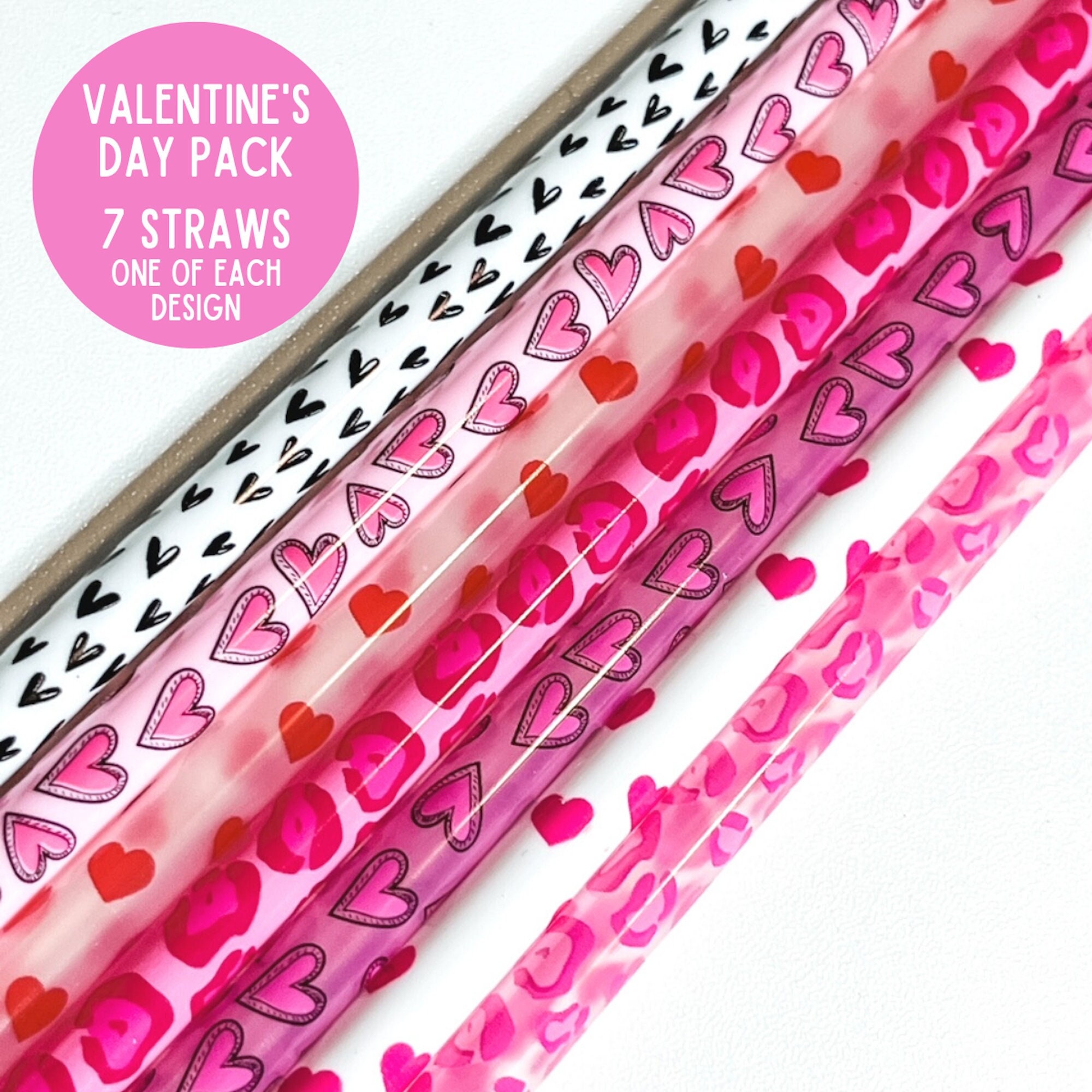 Color Your Own Valentine BPA-Free Plastic Cups with Lids & Straws