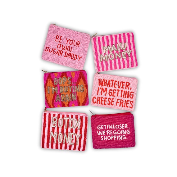 XL Handmade Beaded Coin Pouch - Funny Coin Purse, Weed Money, Botox Money, Britney Spears Gift, Mean Girls Gift, Purse Accessory Unqiue Gift